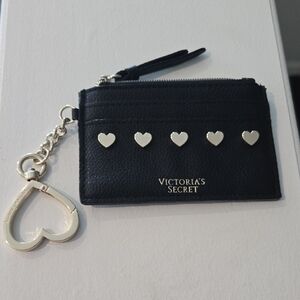 Victoria's Secret Black Cardholder with Gold Heart Keychain